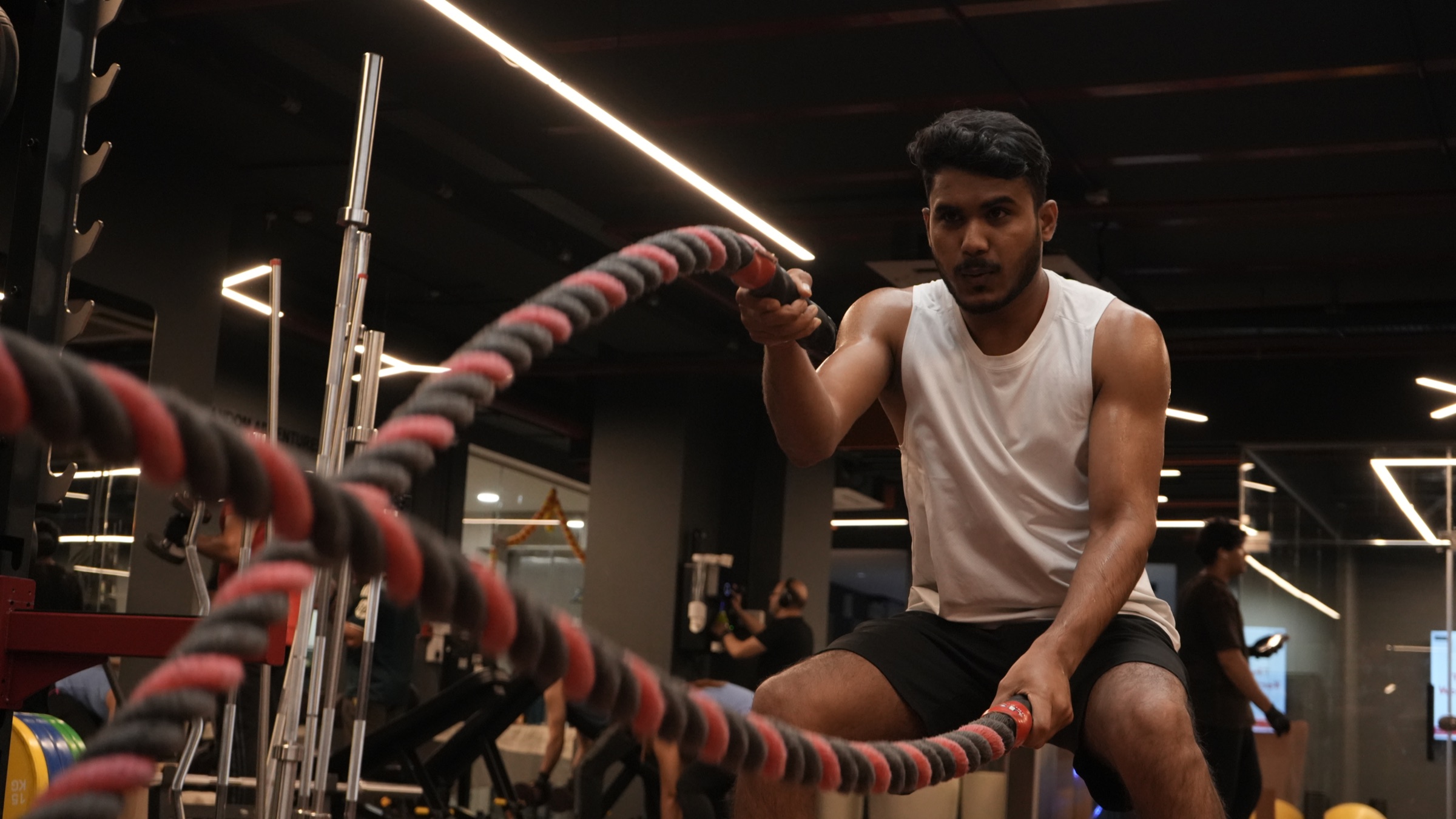 COREO member training with battle ropes