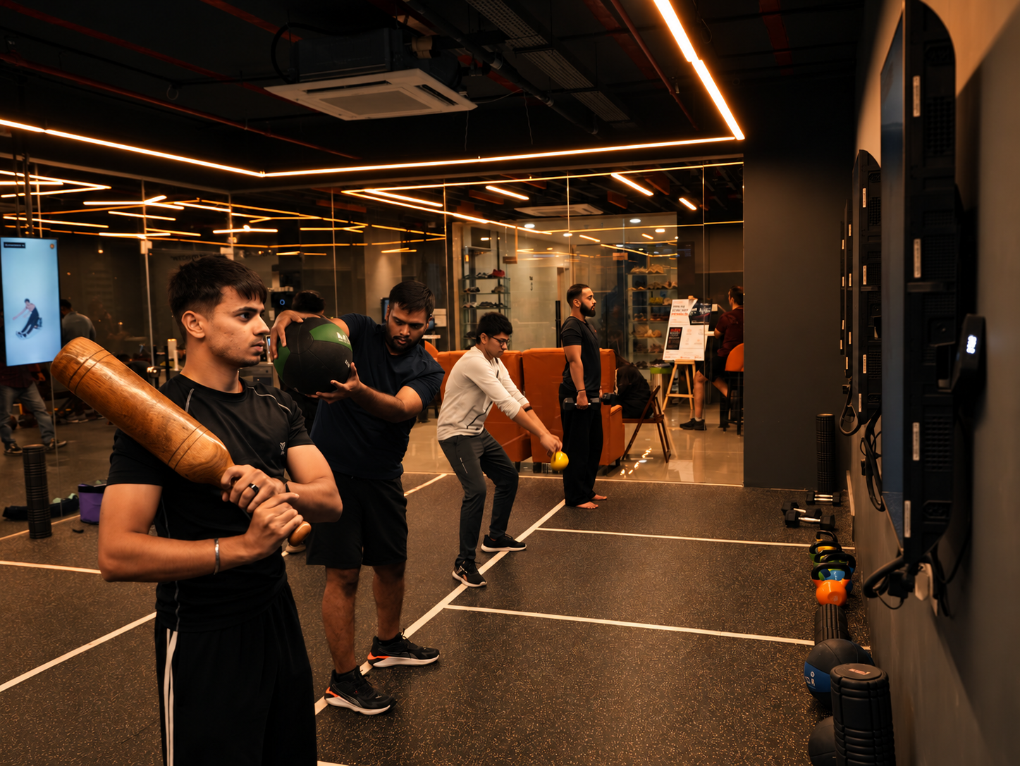 Members following a coach-led workout on the COREO training floor