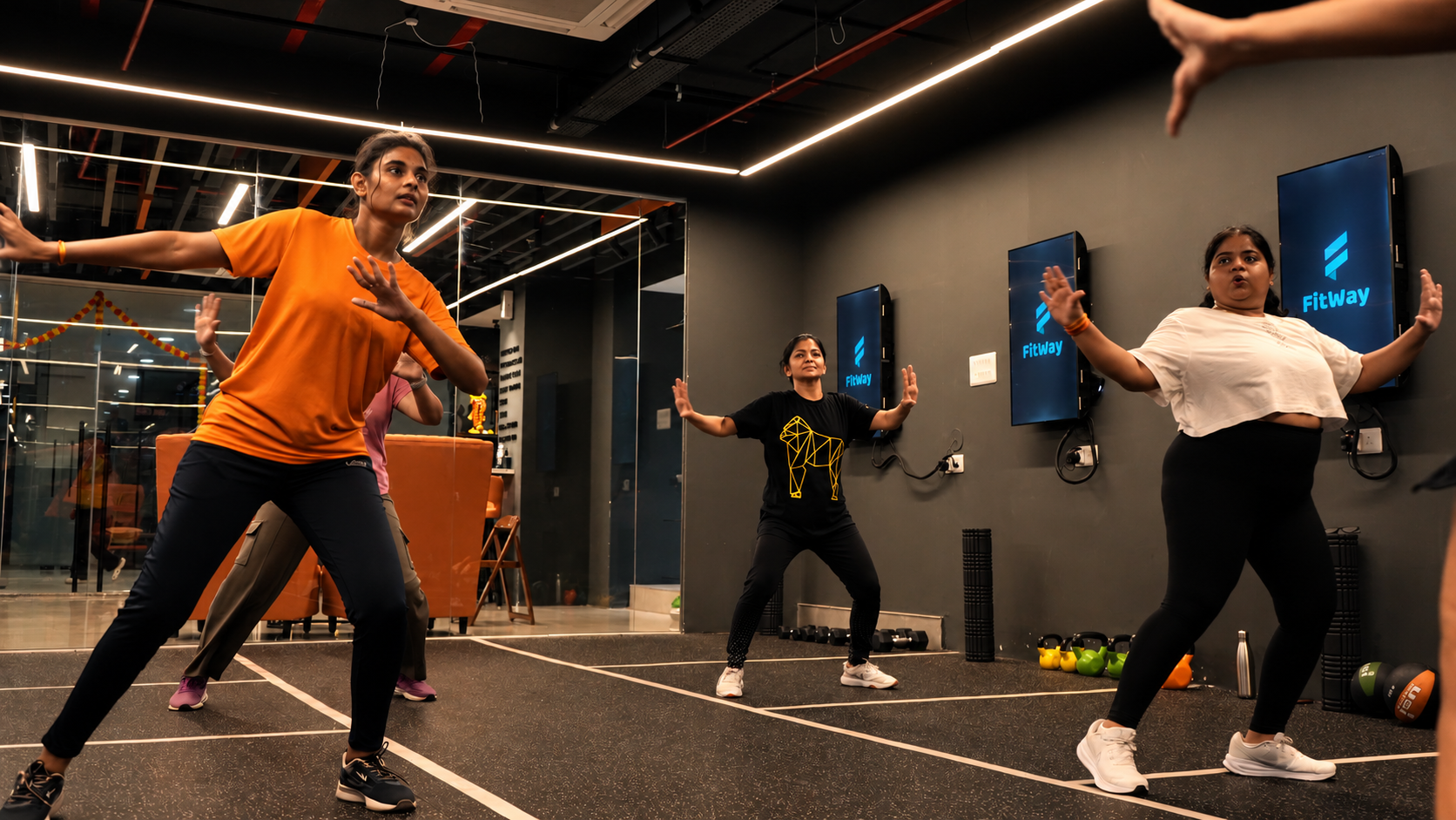 COREO members following their Zumba instructor