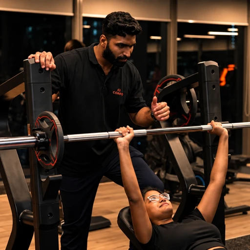 COREO coach spotting a member during strength training